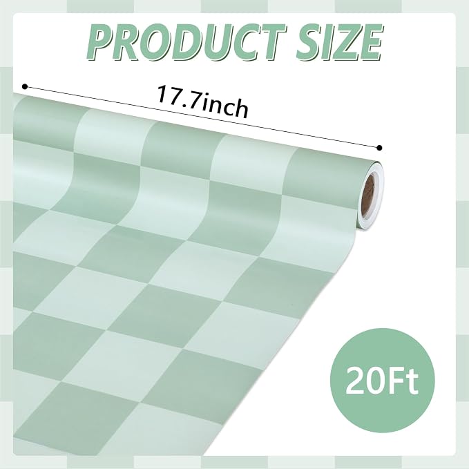 Green Checkered Bulletin Board Paper Roll Retro Hippie Green Bulletin Board - Image 2