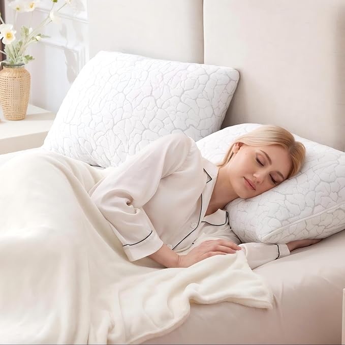 Cooling Pillows for Sleeping 2 Pack, Adjustable Shredded Memory Foam Pillows - Image 6