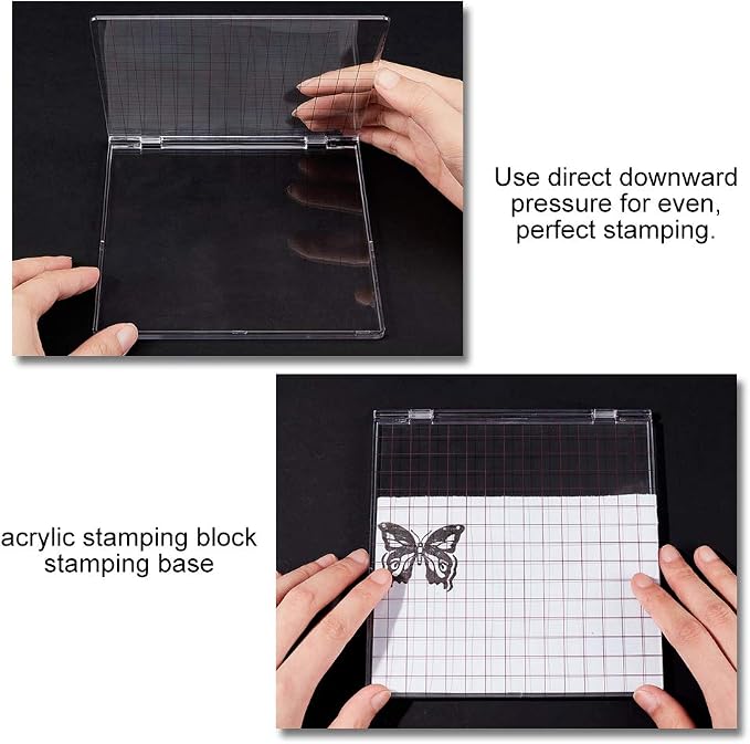 PH PandaHall Acrylic Stamp Block 5.9x6.1" Perfect Positioning Stamping Clear - Image 7