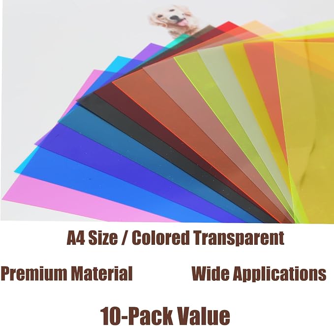 10-Pack A4 Colored PVC Flexible Plastic Sheets, 0.3mm Semi-Transparent Film - Image 5