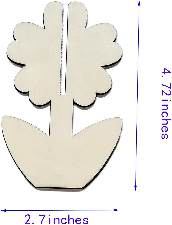 40PCS 3D Unfinished Blank Flower Wooden Cutouts Craft - Image 2