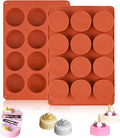 Sakolla 2 Pack Round Chocolate Cookie Molds, 12 Cavity 2.1" Cylinder Silicone by Sakolla
