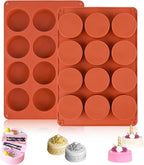Sakolla 2 Pack Round Chocolate Cookie Molds, 12 Cavity 2.1" Cylinder Silicone by Sakolla