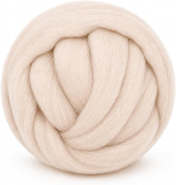 3.53oz Wool Roving: Needle Felting Wool White Roving Wool Felting Supplies Pure by Gipony