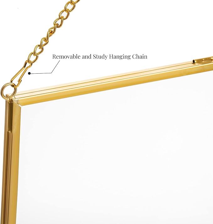 AVLA Brass Hanging Photo Frame, 11x14 Inch Double Glass Floating Display - Image 5