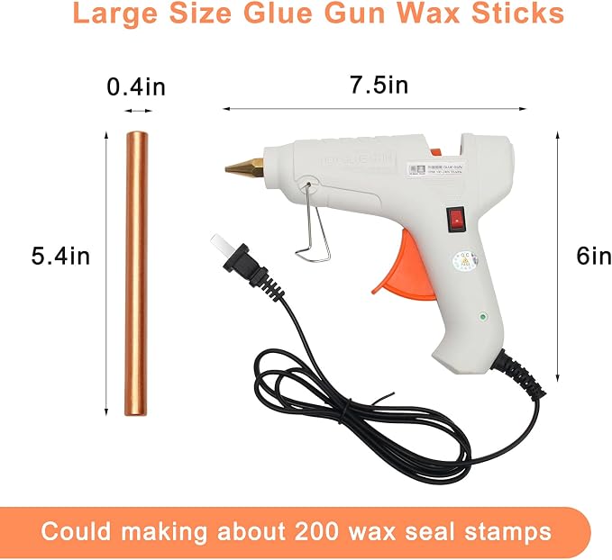 Sealing Wax Sticks 12P with Glue Gun, Luxiv 5.4" Sealing Wax Sticks 10MM Fire - Image 2