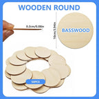 50PCS Wooden Round, Made of Basswood, 4 Inch Unprocessed Wood Pieces, Natural - Image 2