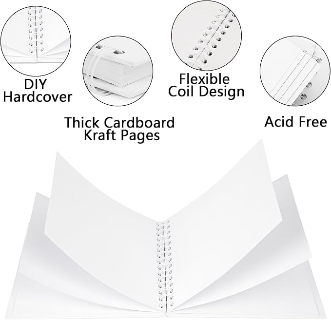 Yopih 10x10 Inch DIY Scrapbook Photo Album, Hardcover Kraft Paper Acid-Free - Image 5