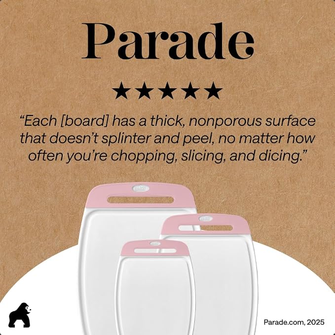 GORILLA GRIP BPA-Free Reversible Kitchen Cutting Board Set of 3, US Designed - Image 9
