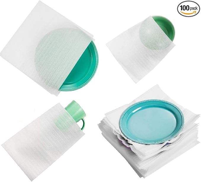 100 Pack Thickened Foam Pouches & Sheets, Moving Supplies, Dish Packing Kit by ALIN