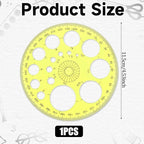 Circle Template 360° Protractor Round Stencil, Plastic Circle Ruler - Image 2