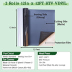 guangyintong Glitter Heat Transfer Vinyl HTV Rolls, 2 Rolls 12" x 12ft Black - Image 2