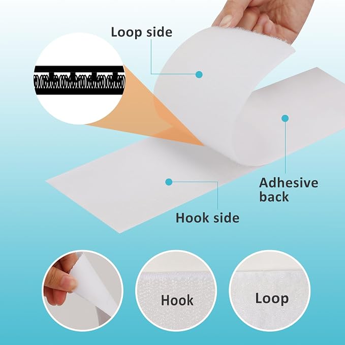 4.4''×16.5 Feet White Heavy Duty Hook and Loop Tape Adhesive, Keep Couch - Image 5
