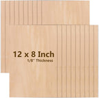 20 Pack 12 x 8 x 1/8 Inch Basswood Sheets, Rectangular Plywood Balsa Wood Sheet by MAHIONGHOME