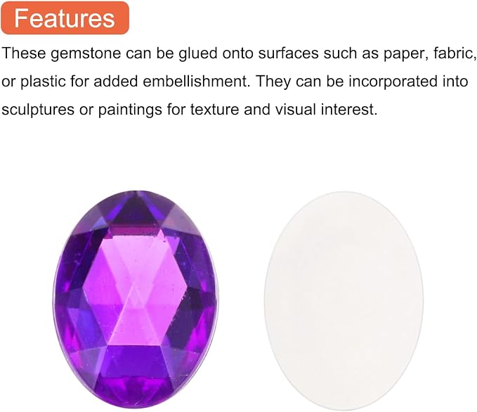 MECCANIXITY 50Pcs Acrylic Oval Gems 13x18 mm Flat Back Artificial Rhinestones - Image 4