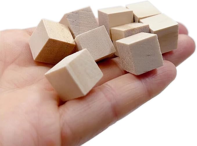 Wood Blocks for Crafting, Unfinished Wood Cubes, 1/2 Inch Natural Wooden Blocks - Image 2