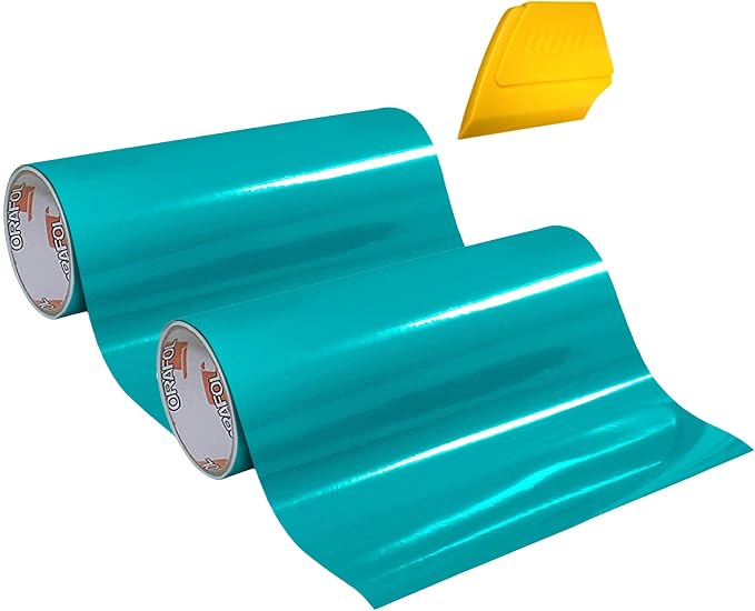 ORACAL 751 Gloss Turquoise Premium Craft Vinyl 12" x 24" Including Hard Yellow by Orafol