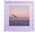 10x10 Picture Frame with Mat for 8x8, Wavy Edge Wooden Real Glass Photo Frame by THKRLOF
