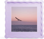 10x10 Picture Frame with Mat for 8x8, Wavy Edge Wooden Real Glass Photo Frame by THKRLOF