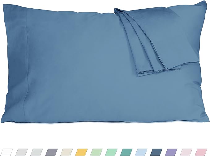 Pillow Cases, King Size Cotton Percale Weave Pillowcases, Pre-Shrunk Breathable by HOMTEC