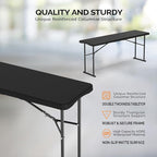 VINGLI 6 FT Narrow Folding Table, Tabletop Folded in Half, Home Work - Image 3