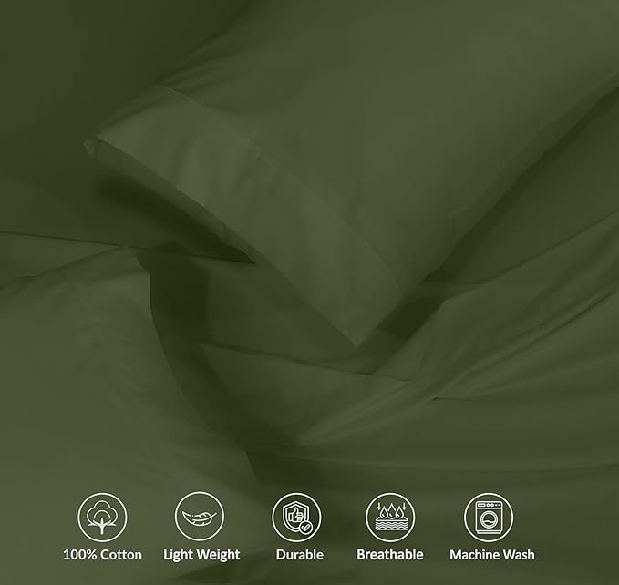 RUVANTI 100% Cotton Sheets – Twin Size Percale Bedding, Cooling & Breathable - Image 4