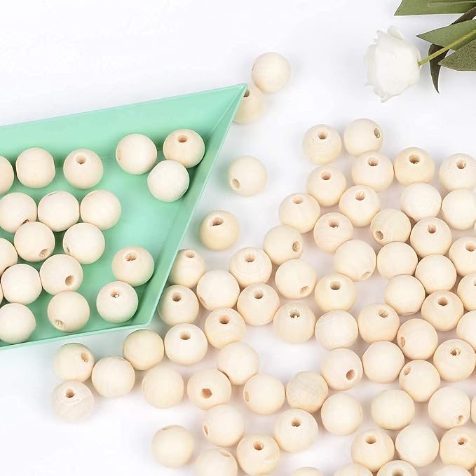 150pcs 25MM Wood Beads Natural Unfinished Round Wooden Loose Beads Wood Spacer - Image 4