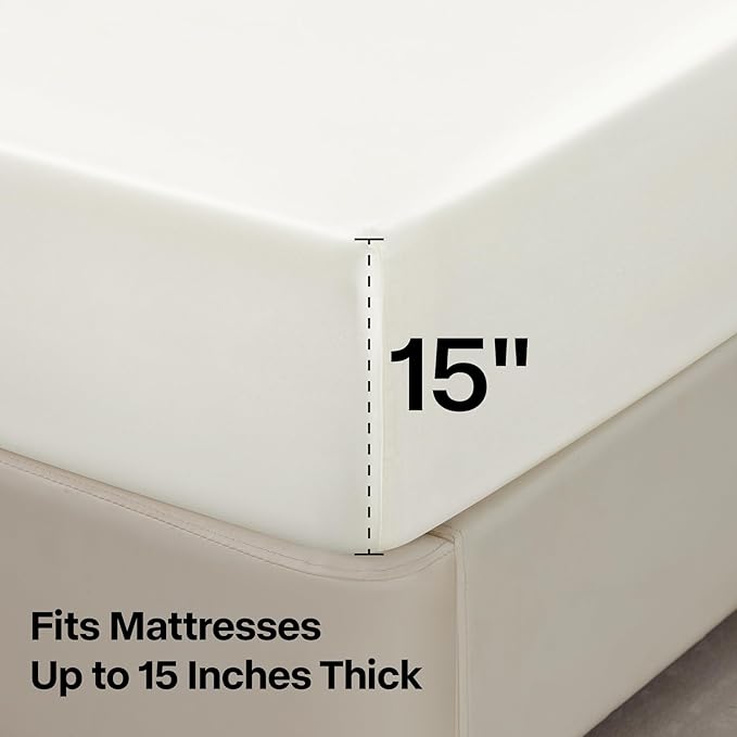 BEDELITE King Size Sheets Set, Luxury Soft Ivory White 100% Polyester Sheets - Image 6