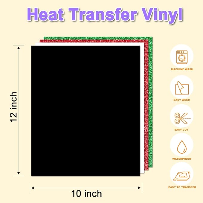 DUEUIOE HTV Heat Transfer Vinyl 80 Sheets 12''x10'' - Image 3