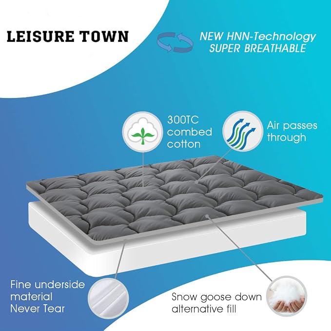 LEISURE TOWN Cotton California King Mattress Pad Fitted Quilted Mattress Cover - Image 2