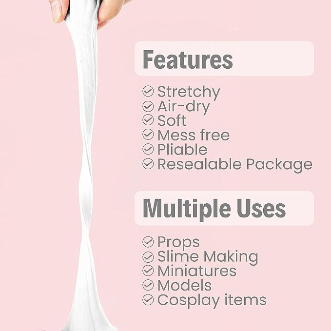 BOHS White Foam Clay, Air Dry -for School Project, Cosplay Mask, Slime Addition - Image 2