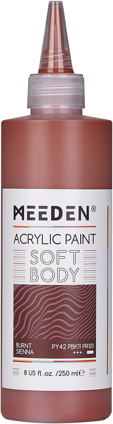 MEEDEN Soft Body Acrylic Paint: Burnt Sienna Matte Finish - 250ml/8.45oz Bulk by MEEDEN