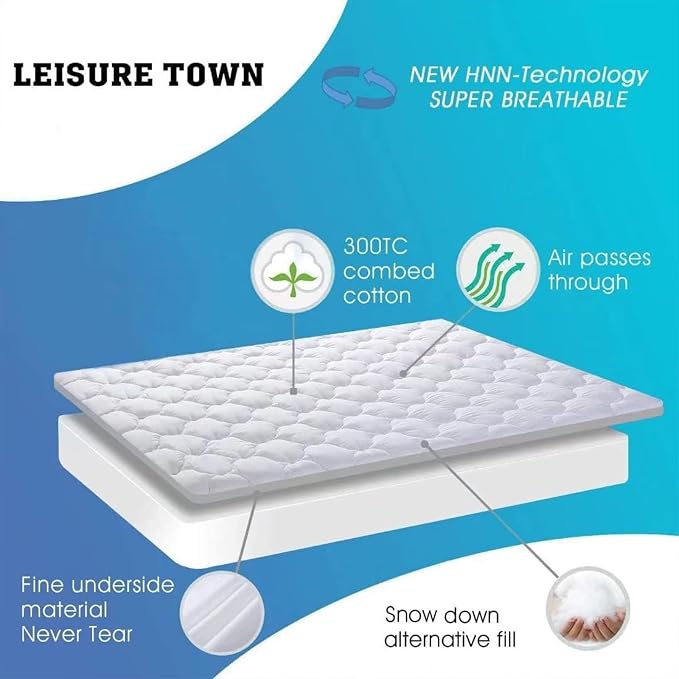 LEISURE TOWN Cotton Twin Mattress Pad Fitted Quilted Mattress Cover Pillow Top - Image 4
