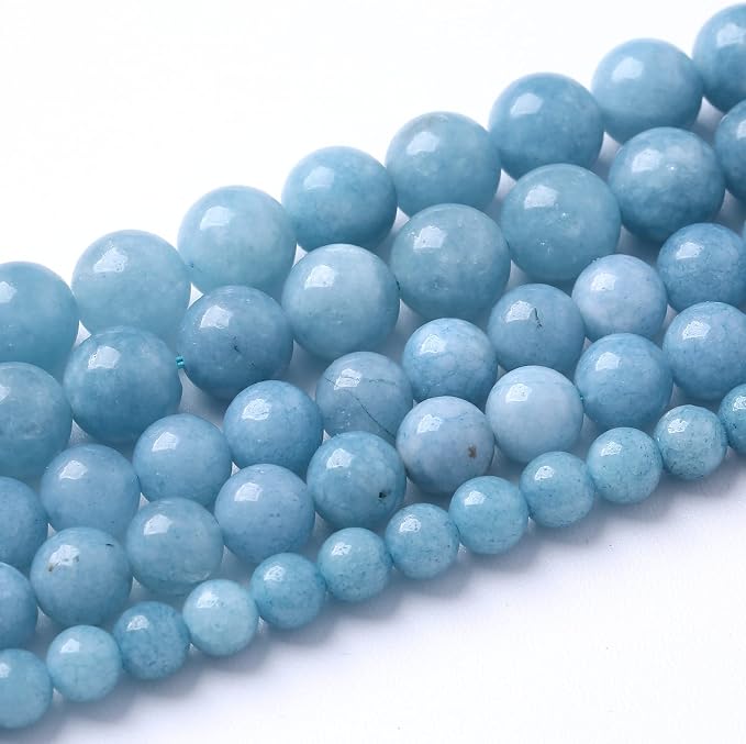 45Pcs 8mm Natural Blue Chalcedony Jades Beads - Image 2