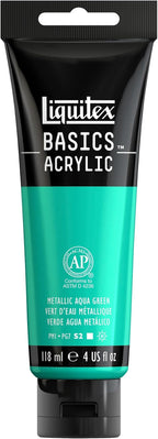 Liquitex BASICS Acrylic Paint, 118ml Tube, Metallic Aqua Green by Liquitex