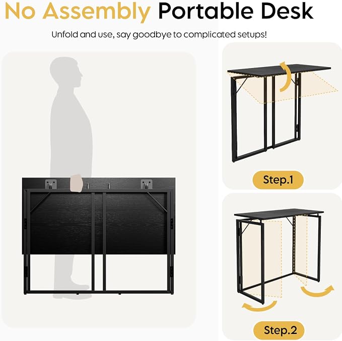 alawooder 31.5" Folding Desk: No Assembly, Wood Top - Image 7