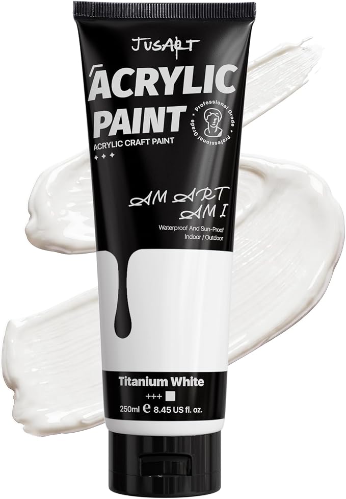 JusArt Titanium White Acrylic Paint, 8.45oz/250ml Large Tube, Heavy Body | High by JusArt%7CCreativeArtSupplies