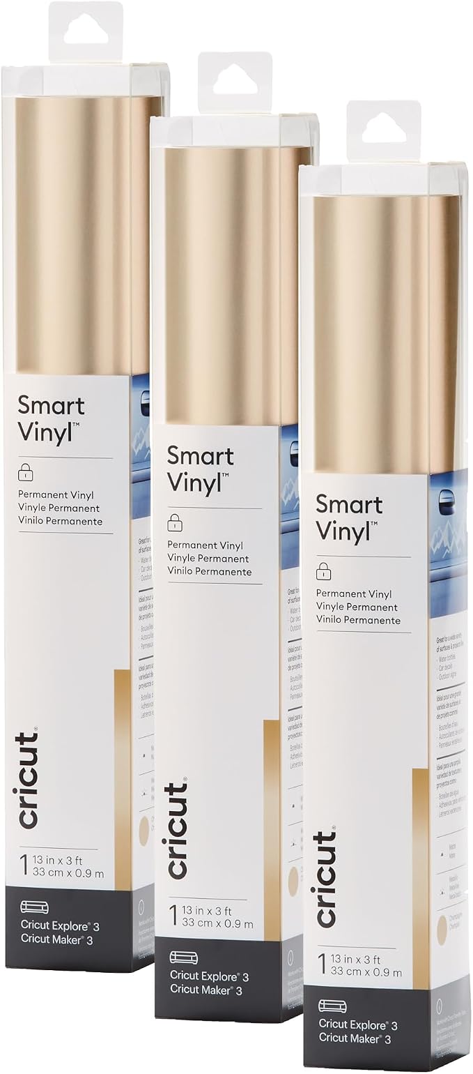 Cricut Smart Permanent Vinyl, Matte Metallic | 3-Pack of 3ft Rolls by Cricut