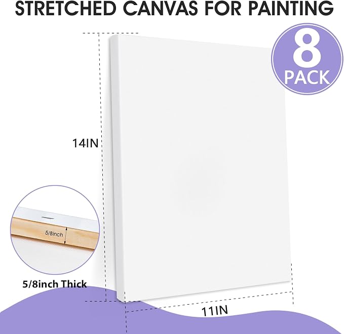 ESRICH Stretched Canvas for Painting, 8 Pack Canvases for Painting 11x14 - Image 2