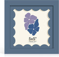 5x5 Picture Frame with Wavy Mat, Wooden Real Glass 5 x 5 Photo Frame by THKRLOF