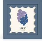 5x5 Picture Frame with Wavy Mat, Wooden Real Glass 5 x 5 Photo Frame by THKRLOF