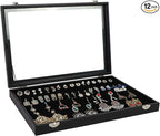 Wudygirl 32 Pairs Jewelry Organizer Velvet Jewelry Tray Clear Lid Earring by Wudygirl