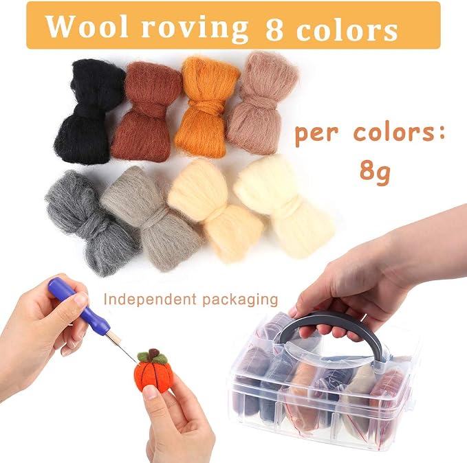 Zlulary Needle Felting Wool, 8 Colors Wool Roving, Needle Felting Supplies - Image 3