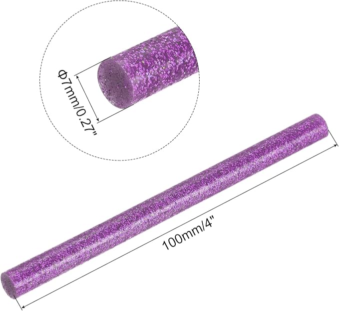 uxcell Mini Hot Glue Sticks for Glue Gun 7mm x 100mm Glitter Purple 12pcs - Image 2