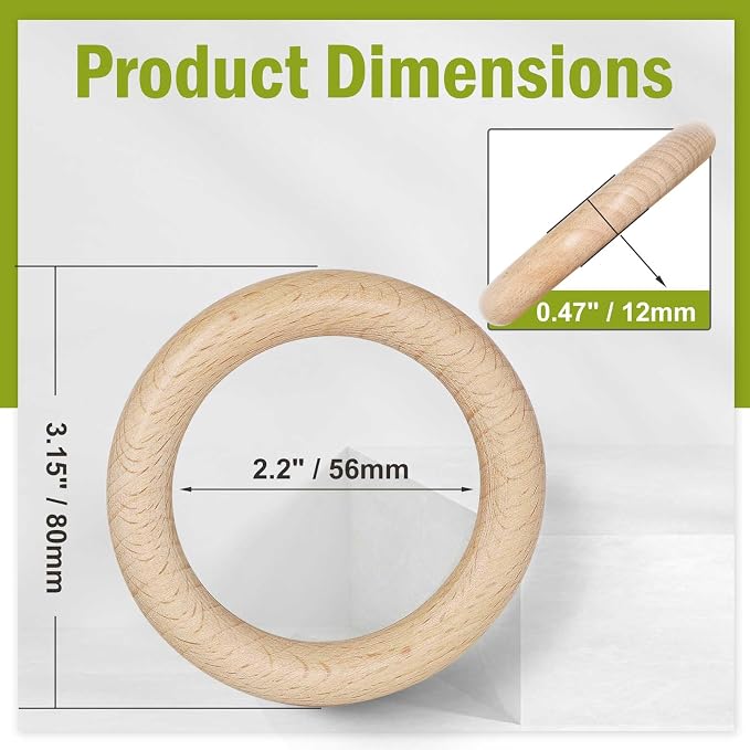 FoDau770 5pcs Natural Beech Wooden Rings, Unfinished Solid Wood Rings Heavy - Image 4