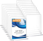 18 Pack Acrylic Sign Holder 8.5 x 11, Double-Sided Clear Sign Holder Plastic by DECOHOBO