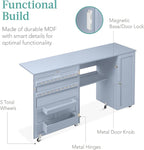 Best Choice Products Large Folding Sewing Table, Caster Wheels, Storage Shelves - Image 7