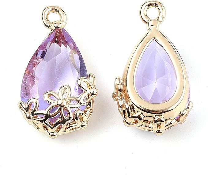 FASHEWELRY 50Pcs Faceted Transparent Glass Teardrop Pendants Crystal Glass by FASHEWELRY