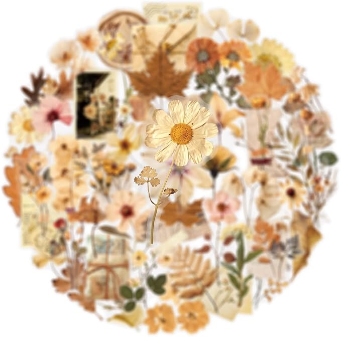 50PCS Transparent Flora Scrapbook Stickers, Vintage Aesthetic Flowers Sticker - Image 9