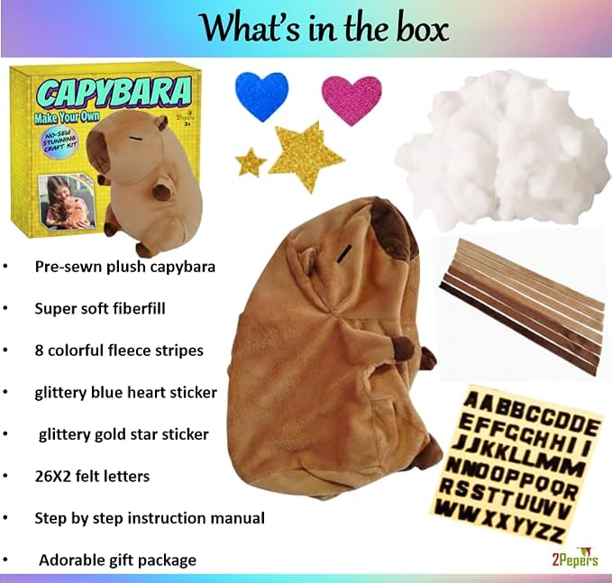 Make Your Own Capybara Toy, DIY Plushie Craft Kit, No-Sew Stuffed Animal Kit - Image 5
